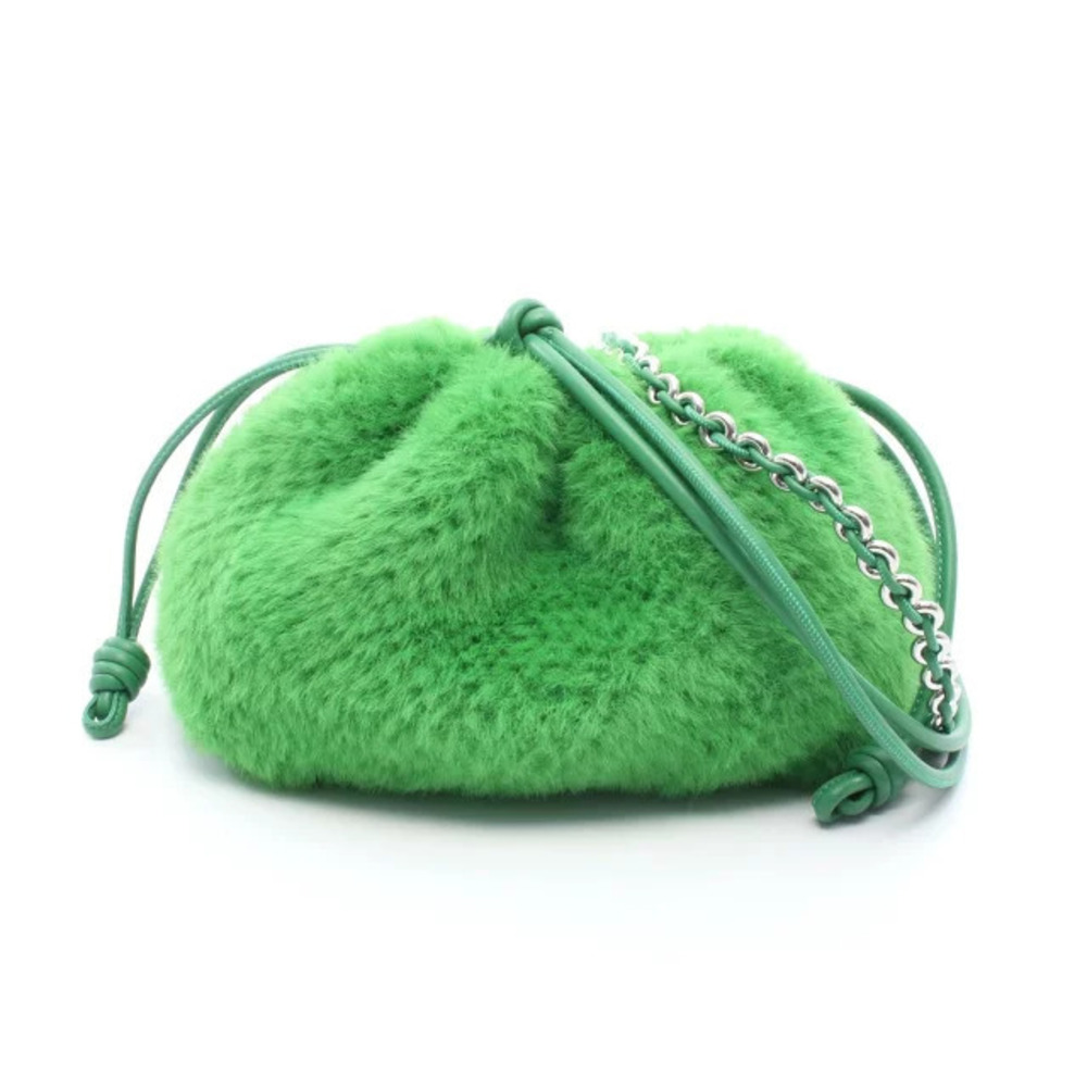 Loewe Flamenco Purse Shoulder Bag Leather Faux Fur Green